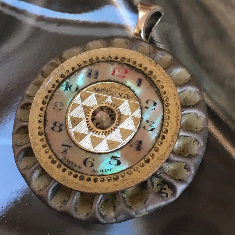 Vintage Steampunk Watch Face Necklace Pendant